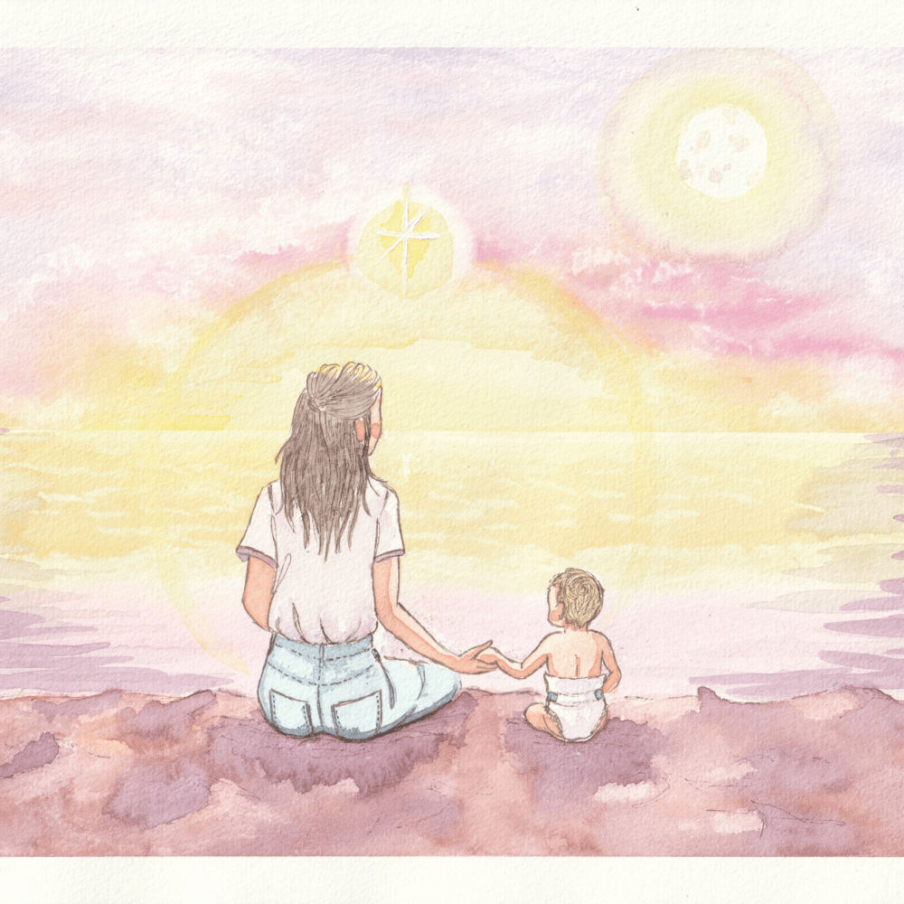 charlène C Aquarelle souvenir A4 avec arrière plan deuil perinatal prematurité